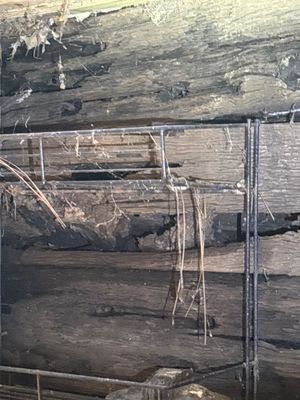 Active installation of interior drainage system and void-fill work visible in a crawl space with exposed foundation and