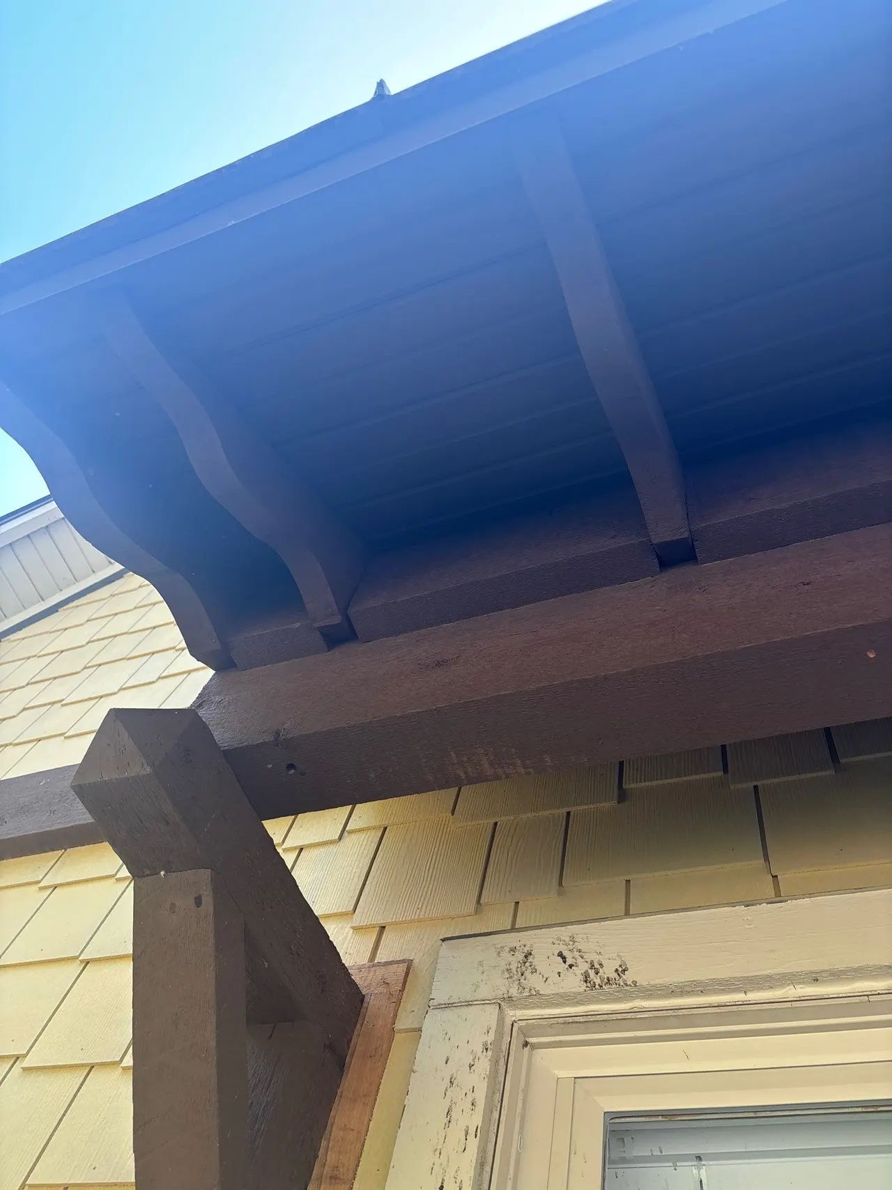 APS Foundation Repair and Waterproofing inspecting exterior window frame staining and mold growth in Alexander City