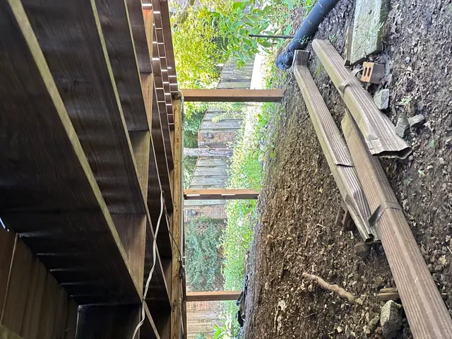 Gutter Damage on an Alabama home, photographed on an APS Foundation job site