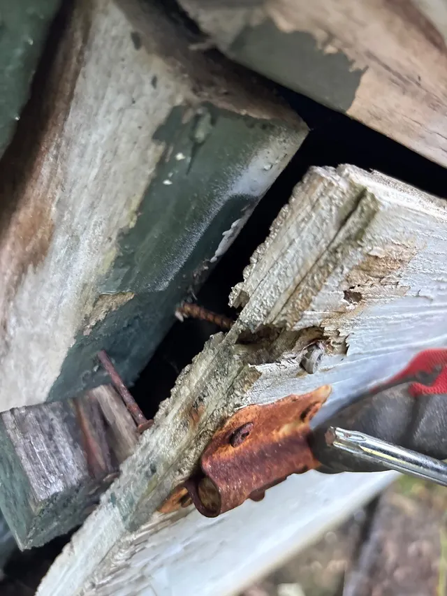 Rotten Wood in Crawl Space on an Alabama home, photographed on an APS Foundation job site