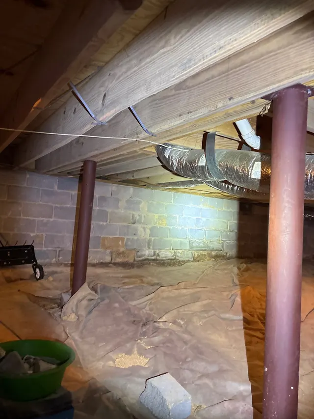 Sagging or Soft Crawl Space Floors on an Alabama home, photographed on an APS Foundation job site